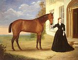 English School  Portrait of a lady with her horse