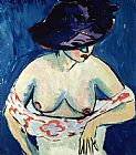 Ludwig Paintings - Half Naked Woman With A Hat by Ernst Ludwig Kirchner