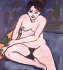 Ludwig Paintings - Model On Blue Ground by Ernst Ludwig Kirchner