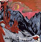 Ludwig Paintings - Mountains in Winter by Ernst Ludwig Kirchner