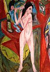 Ludwig Paintings - Nude Woman Combing Her Hair by Ernst Ludwig Kirchner