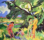 Ernst Ludwig Prints - Nudes Playing Under Tree by Ernst Ludwig Kirchner