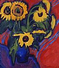 Ludwig Paintings - Sunflowers by Ernst Ludwig Kirchner