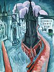 Ludwig Paintings - The Red Tower In Halle by Ernst Ludwig Kirchner