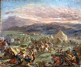 Delacroix Prints - Botzaris Surprises The Turkish Camp And Falls Fatally Wounded by Eugene Delacroix