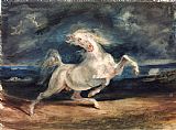 Delacroix Prints - Horse Frightened by Lightning by Eugene Delacroix