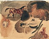 Delacroix Prints - Study of Horses by Eugene Delacroix