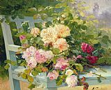 Henri Prints - Roses on the bench by Eugene Henri Cauchois