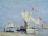 Sailing Boat Prints - Sailing Boats by Eugene Louis Boudin