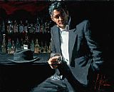Fabian Perez Black Suit And Red Wine