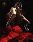 Red Elisabeth Riverbank Berlin Prints - Dancer in Red Lunares Negros by Fabian Perez