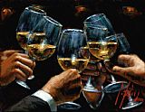 Wine Prints - For a Better Life White Wine with Reflections by Fabian Perez