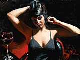 Saba Prints - Saba at Las Brujas with Red Wine by Fabian Perez
