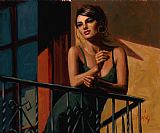 Saba Prints - Saba at The Balcony VII Black Dress by Fabian Perez