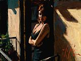 Saba Prints - Saba at The Balcony with Black Dress by Fabian Perez