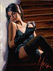 The White Ship Paintings and Prints - Saba on The Stairs White Wall by Fabian Perez