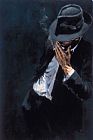 Fabian Perez Study for Man in Black Suit painting