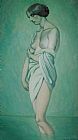 Sadness Prints - Bather In Profile Effect Of Green And Pink by Felix Edouard Vallotton