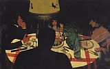 Felix Edouard Vallotton Dinner by Lamplight painting