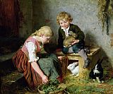 Felix Schlesinger Feeding the Rabbits