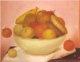 fernando botero Still Life with Orange Falling