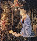 Infant Prints - The Adoration with The Infant St. John The Baptist And St. Bernard by Filippino Lippi