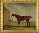 Francis Sartorius Portrait of Henry Comptons Race Horse Highflyer Held by a Groom