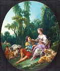 Il Giardino Rosso Prints - Are They Thinking About The Grape (pensent Ils Au Raisin ) by Francois Boucher