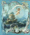 Francois Boucher The Enchanted Home a Pastoral Landscape Surmounted by Cupid painting