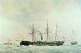French Prints - The French Battleship by Francois Geoffroy Roux
