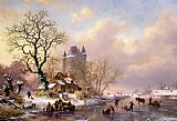 Frederick Marianus Kruseman Winter Landscape with Castle