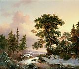 Wolves Howling Prints - Wolves in a Winter Landscape by Frederick Marianus Kruseman