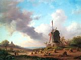 Frederik Marianus Kruseman Summer Landscape with Harvesting Farmers