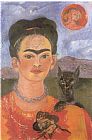 Frida Kahlo Self Portrait with a Portrait of Diego on The Breast And Maria Between The Eyebrows 1954
