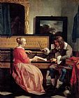 Gabriel Metsu A Man and a Woman Seated by a Virginal painting