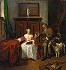 Gabriel Metsu The Hunter's Present painting