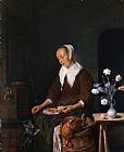 Gabriel Metsu Woman Eating painting