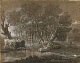 Gainsborough, Thomas A Moonlit Landscape with Cattle by a Pool painting