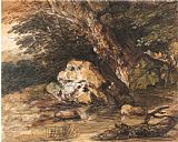 Gainsborough, Thomas A Woodland Pool with Rocks And Plants painting