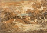 Gainsborough, Thomas Mountain Landscape with Figures, Sheep And Fountain painting