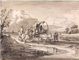 Gainsborough, Thomas Open Landscape with Horsemen And Covered Cart painting