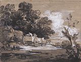 Gainsborough, Thomas Wooded Landscape with Country Cart And Figures painting
