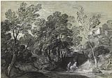 Gainsborough, Thomas Wooded Landscape with Figures And Houses on The Hill painting