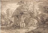Gainsborough, Thomas Wooded Landscape with Figures Outside a Cottage Door painting