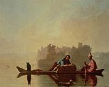 Entwurf Fur Eine Tapisserie Prints - Fur Traders Descending The Missouri by George Caleb Bingham