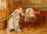 George Goodwin Kilburne An Interior With A Mother And Child