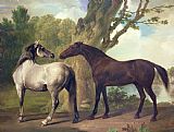 George Stubbs Two Horses In A Landscape painting