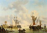 Calm Prints - Sailing Vessels in a Calm by George Willem Opdenhoff
