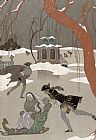 The Frozen Moat - Bedfield Prints - Ice Skating On The Frozen Lake by Georges Barbier