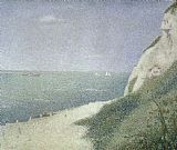 Georges Pierre Seurat Beach at Bas Butin painting